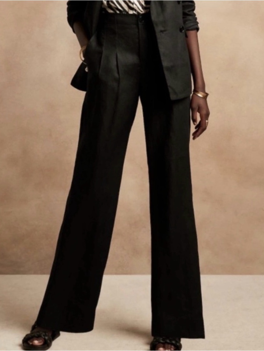 Black dress linen trousers